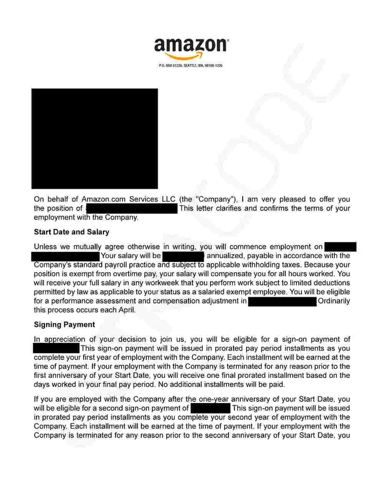 Amazon offer letter earned with ULTRACODE (preview)